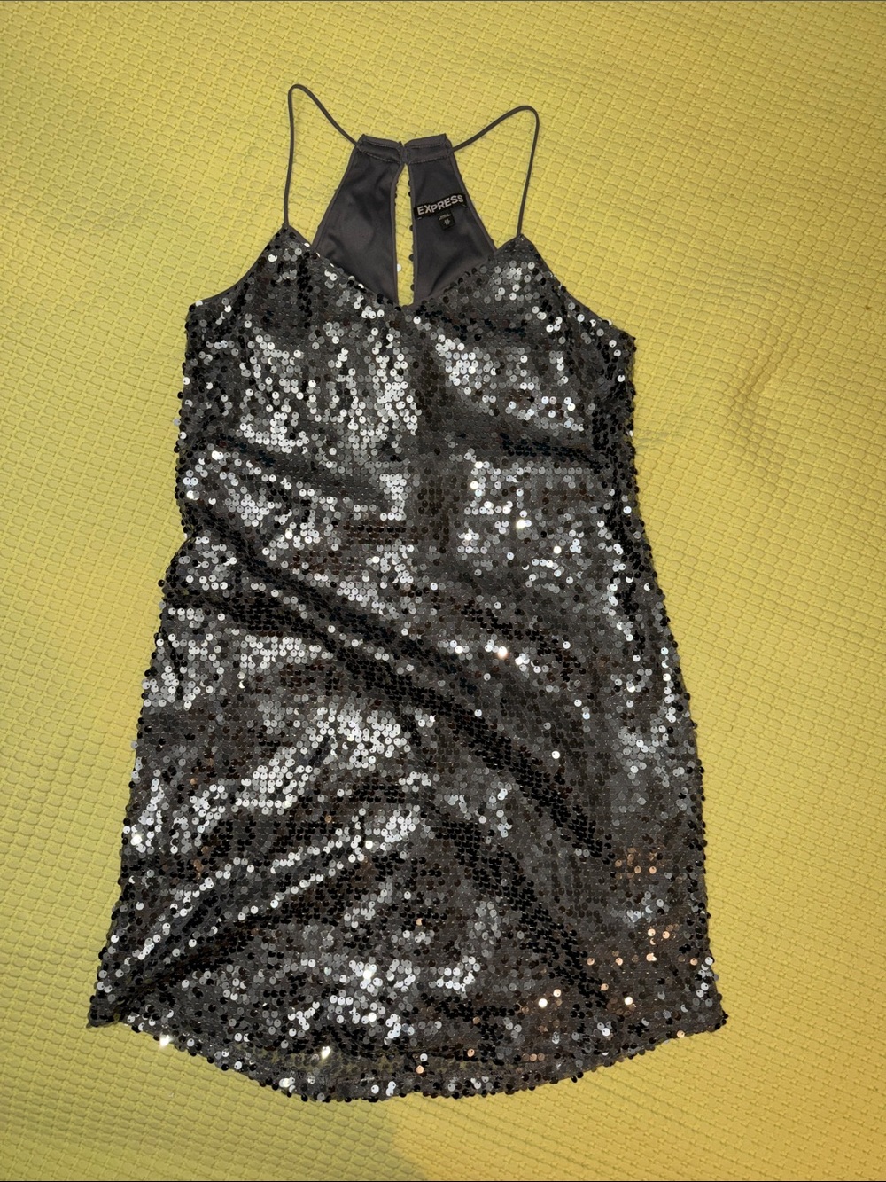 Express Grey Sequin Slip Dress